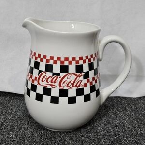 Vintage 8in 1996 Coca-Cola Pitcher by Gibson Checker Board Print